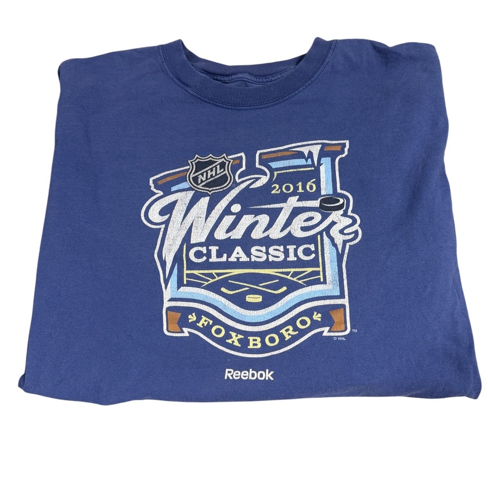 Reebok NHL Long Sleeve T-Shirt Mens XL Blue 2016 Winter Classic Foxboro - Picture 6 of 7